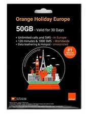 Orange Holiday Europe 50GB Roaming SIM Valid for 30 Days, Calls & SMS