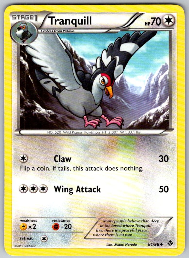 Tranquill 81/98 Uncommon Emerging Powers Pokemon Lightly Played