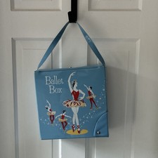 VTG 1960s Ballet Box Blue Dance Bag with Ballerina Print