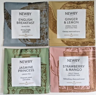 ''NEWBY London'' Selection Pack  4 Different  Enveloped Pyramid Tea Bags