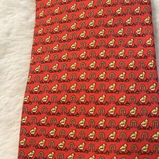 Vintage Peter Blair Silk Tie Red With Baby Chicks USA Made Necktie R2