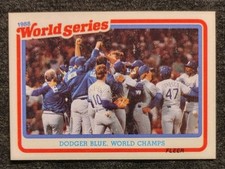 1989 Fleer (Set Break) 1988 World Series #12 Of 12 Dodger Blue, World Champs
