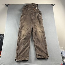 Carhartt Overalls 42X30 Brown Double Knee Insulated Bibs Outdoor Workwear