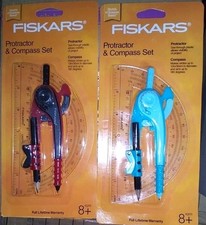 10 Fiskars Protractor  Compass Set Make Perfect Circles and Arcs New