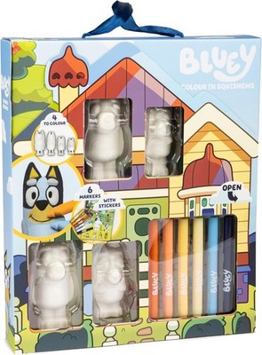Bluey Bingo Bandit Chili zerdrückbare Figuren & Stifte zum Ausmalen Basteln Spielzeug Geschenk