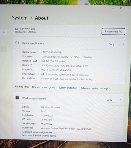 Portátil Lenovo IdeaPad Slim 5 16IAH8 16" i5-12450H 16 GB, 512 GB + Garantía Lenovo - Imagen 10 de 11