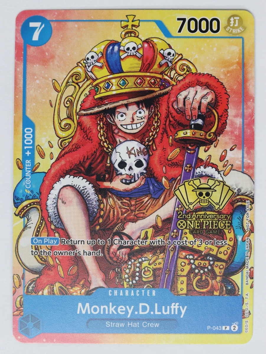 ルフィ参加賞 P-043 英語版　プロモ「2nd アニバーサリー トーナメント」 Monkey.D.Luffy P-043 One Piece Promotion Cards for sale | eBay