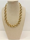 Vintage Trifari Signed Gold Tone Faux Pearl Collar Necklace 18" Costume Jewelry