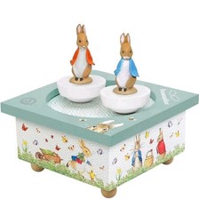 Trousselier Dancing Peter Rabbit Flopsy Rabbit Music Box Magnetic Minuet Mozart 