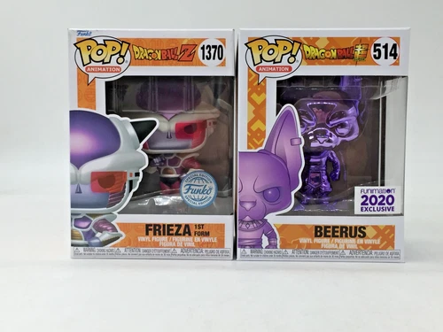Funko Pop! Dragon Ball Beerus #514 2020 FS Frieza #1370 SE Set of 2 Flaw W/PP
