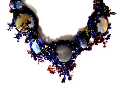 Artistic Beaded Necklace 26'' Handmade Bold Statement CT205