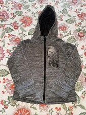 Nike Black/ Gray Boys Fleece Jacket Full Zip Hooded Youth 4-5 Size S Dri-Fit