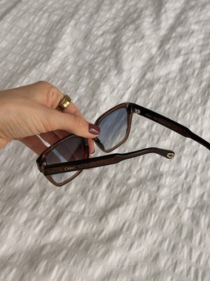 Chloé CE759S sunglasses in a brown tortoiseshell frame with blue gradient lenses