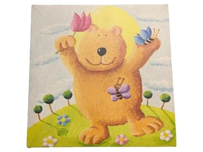 IKEA EGERSTA Toile Déco Chambre Enfant Ours Coloré 25x25 cm - Photo 1/4