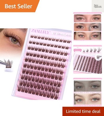 Self Adhesive Eyelashes Brown Self Adhesive Lash Clusters Natural No Glue Las...