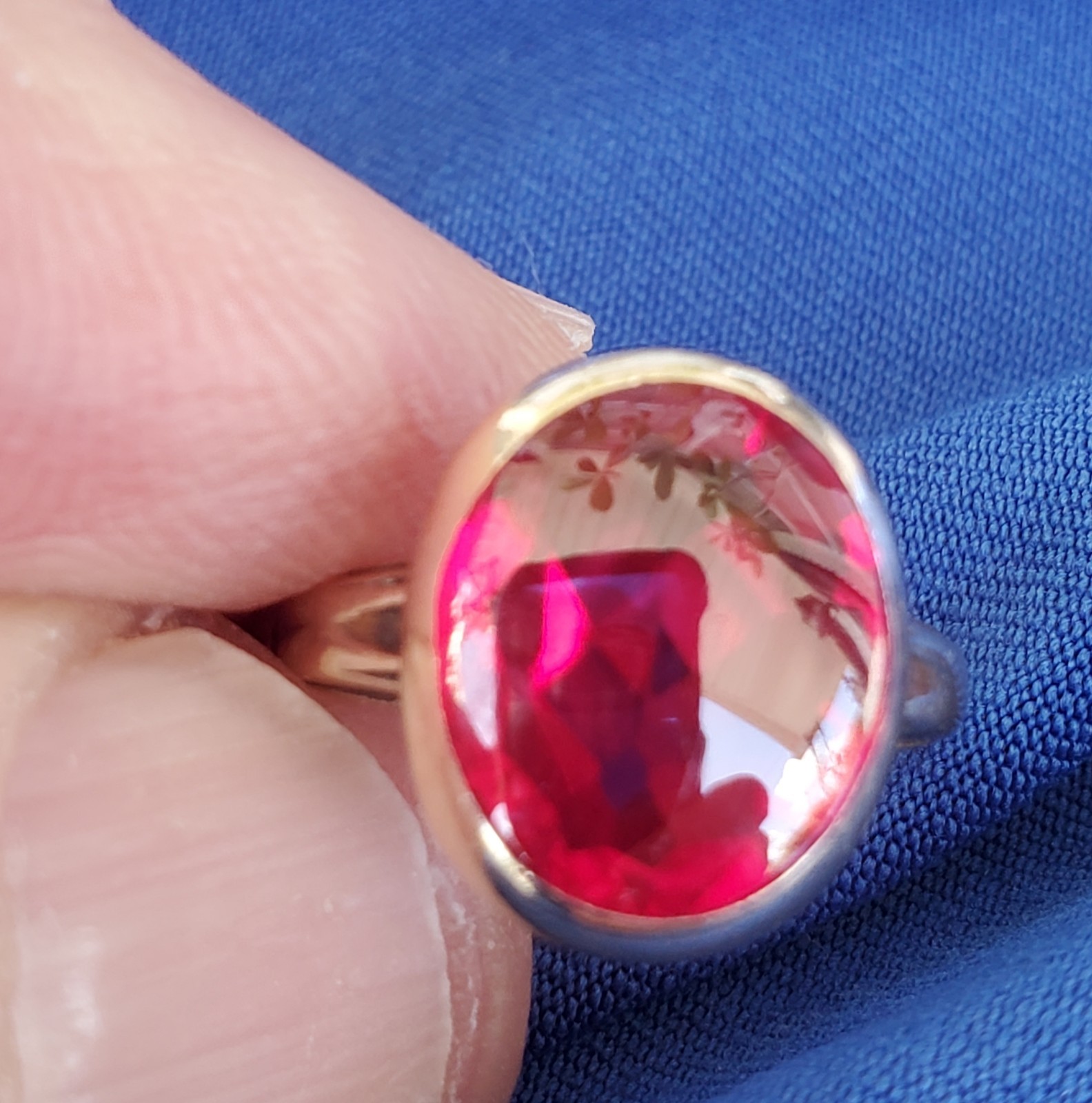 Vintage Deco Lab Created Ruby Solid 14k Rose Gold… - image 9