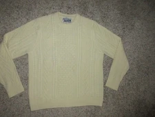 SCHOTT BROS WOOL BLEND CABLE KNIT FISHERMAN SWEATER PULLOVER MEN SZ LARGE CREAM