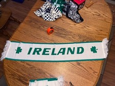 Irish Ireland Rectangular Shamrock Green  White Scarf new with tag