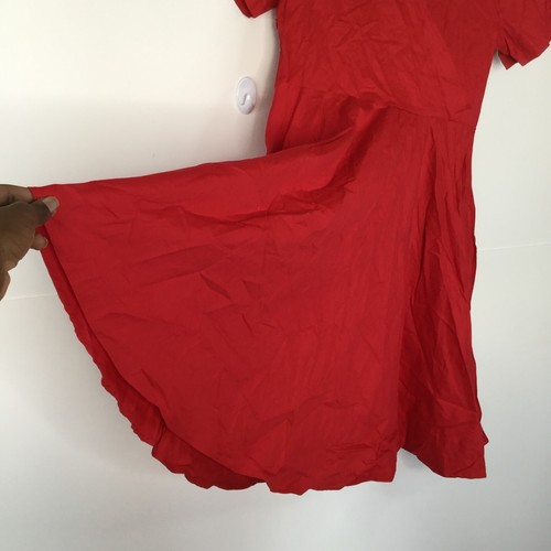 Zaful Dress Women XXL Red Fit & Flare Faux Wrap Short Sleeve Side Zip V-Neck NWT - 第 5/9 張圖片