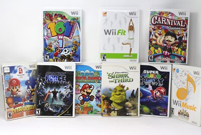 Nintendo WII games WiiFit Super Mario Bros Music Star Wars Disney