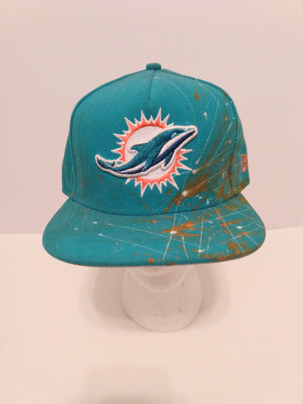 Miami Dolphin NFL New Era 9 Fifty Blue White Glitter Distressed Cap Hat sz M-L