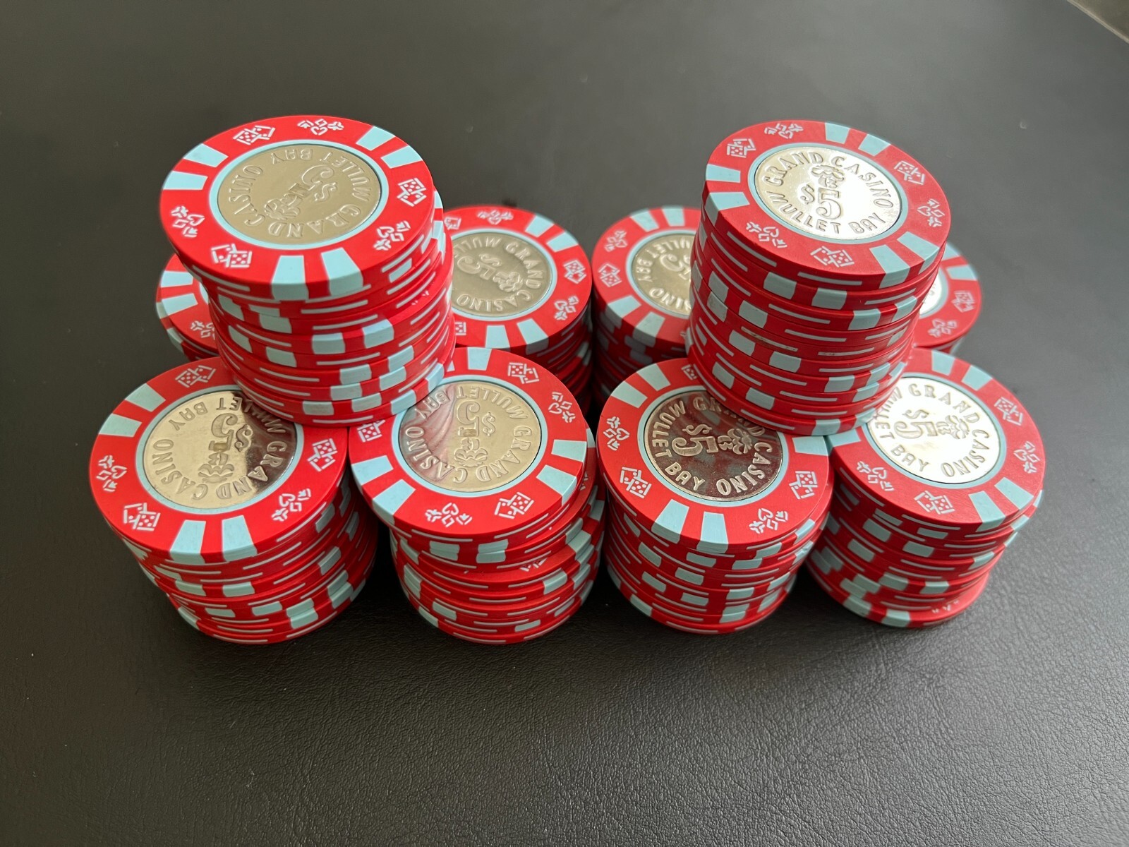 300 Real Casino Bud Jones Coin Inlay Poker Chips Set w Rare 100 and