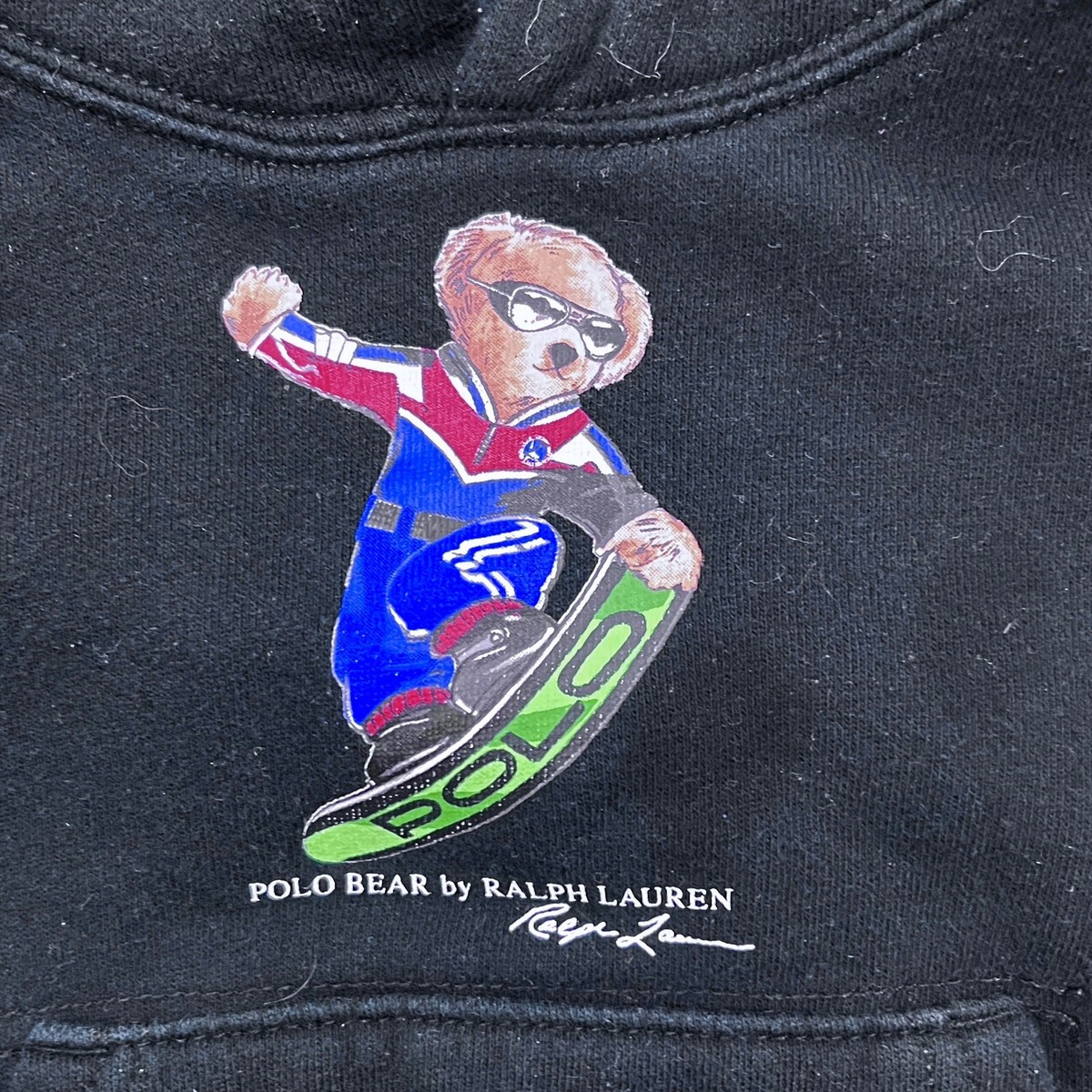 Polo Ralph Lauren Snowboarding Polo Bear Graphic Black Hoodie Size