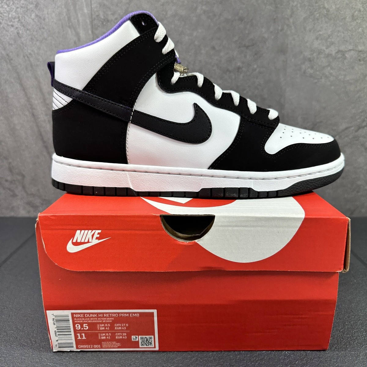 Nike Dunk High PRM WORLD CHAMPS Size 9.5 Mens Black Purple 