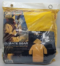 Rain Coat & Hood SZ L Yellow Climate Gear Weather Resistant Work Gear .35mm