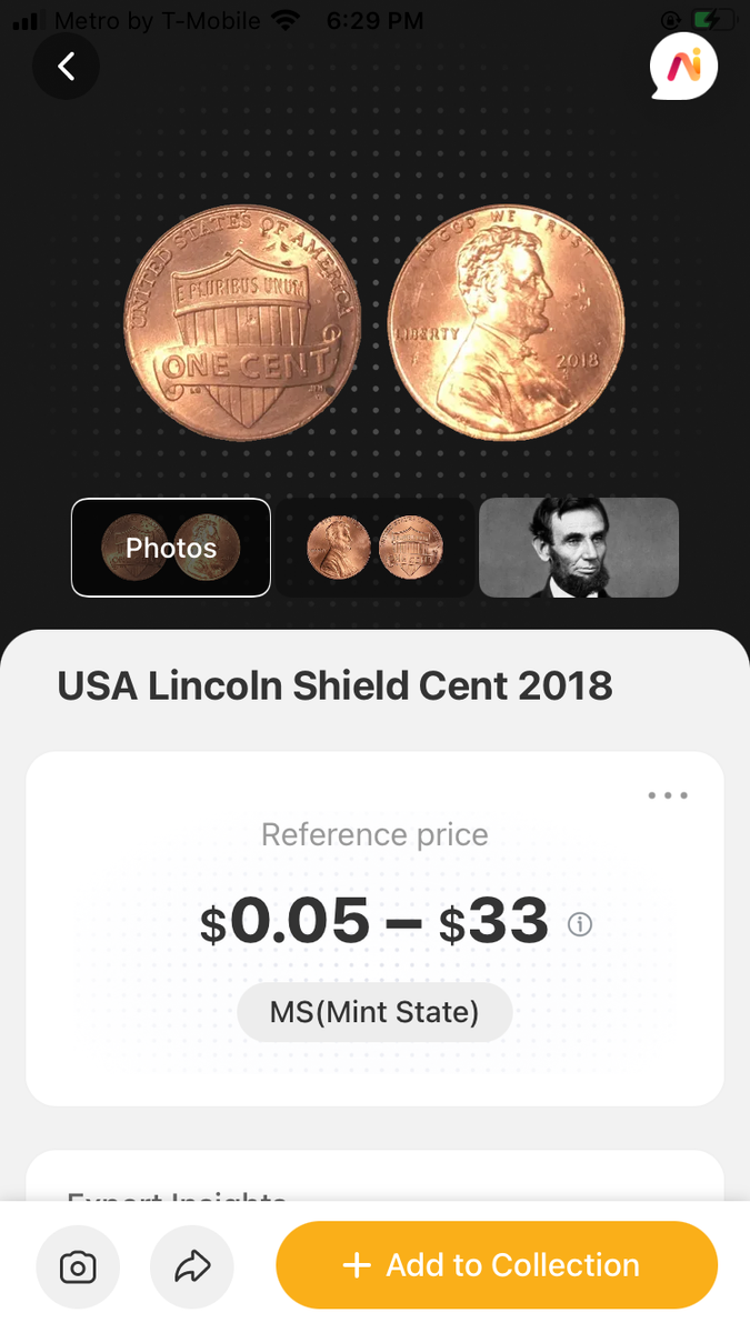 2018 Lincoln USA President Shield One Cent Copper Coin No Mint