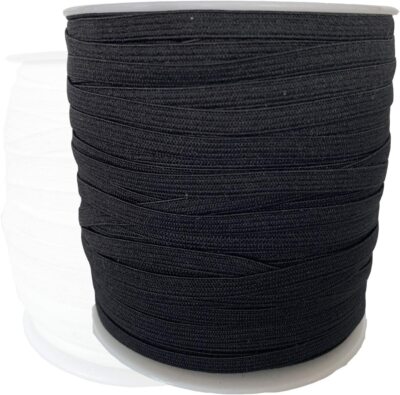1/4 Inch 100 Yards 6mm Wide Black Elastic