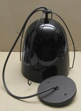 Rejevantion Haleigh 8" Cord Pendant, Metal Shade, Gloss Black w/ White Interior