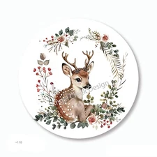 Christmas Wreath Deer Scrapbook Stickers Holiday Favors Envelope Seals Labels