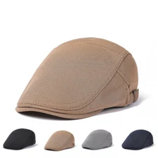 Men Solid Cotton Newsboy Gatsby Hats Outdoor Driving Golf Beret Travel Hat Caps