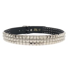 Ledergürtel 51 mm Silber Pyramide Schwarz B021
