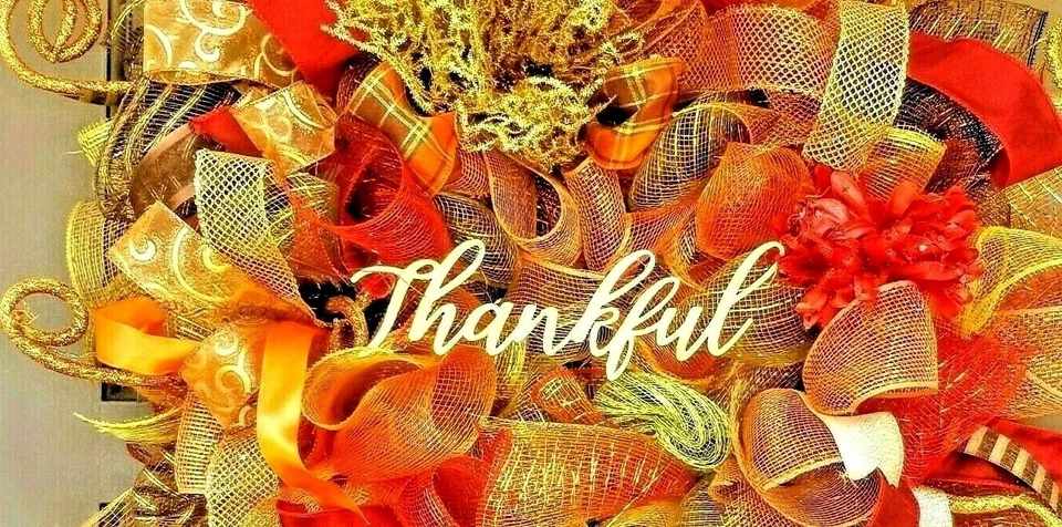 Corona grande de 24" otoño otoño otoño puerta delantera oro decoración hecha a mano Foto 4 de 4