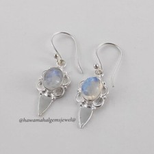 925 Sterling Silver Handmade Rainbow Moonstone Natural Gemstone Jewelry