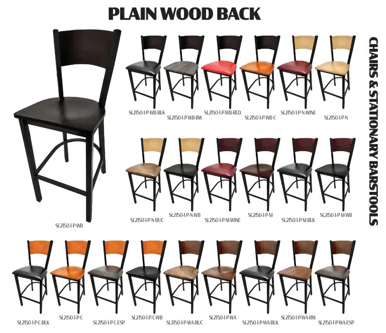 橡木街制造纯木背金属框架吧凳带乙烯基座椅 — 第 3/3 张图片