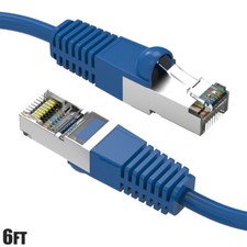 6FT Cat7 RJ45 Network LAN Ethernet SSTP Cable Shielded Copper Wire 600MHz Blue