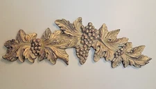 Vintage Grape Clusters & Leaves Pediment Wall Art 3D Sculpture, Gold/Bronze 32"L