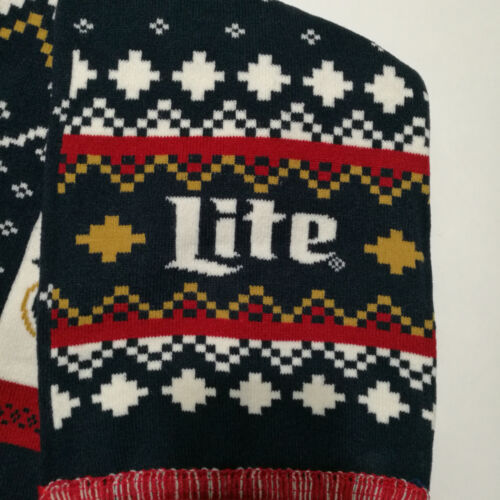 New 2018 Miller Lite Ugly Holiday Christmas Sweater Beer Scarf - Picture 2 of 3