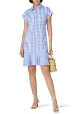 Woman's Size 0 Thakoon Collective White & BlueGingham Pleat Short Sleeve