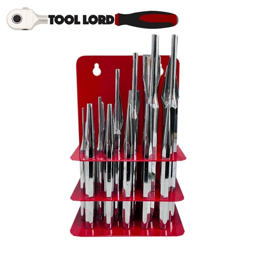 T&E Tools 17 Pce Combination Drift Pin Centre Punch & Cold Cape Chisel Set 8418