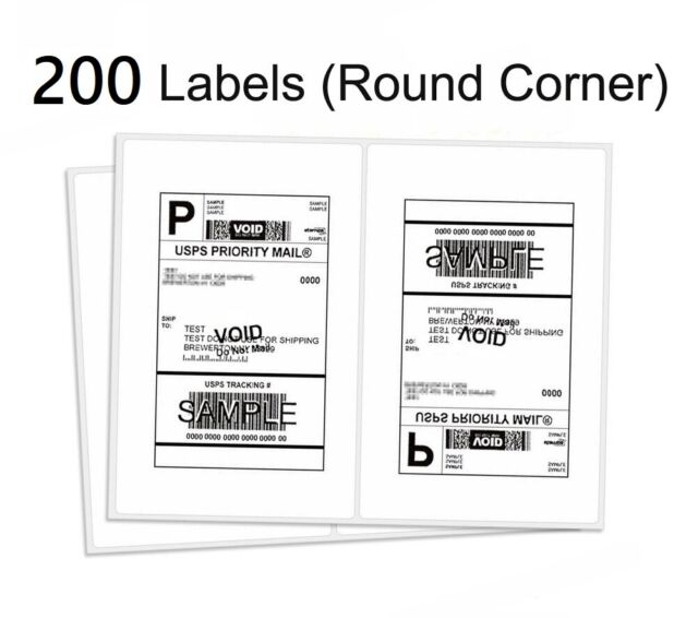 200 Laser Printer Shipping Labels Half Sheet 8.5" x 5.5" Print Rounded Corners