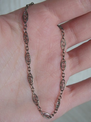 VTG Sterling Silver French Filigree Swirl Minimalist Dainty Bracelet Small 6.5" - Picture 1 of 15