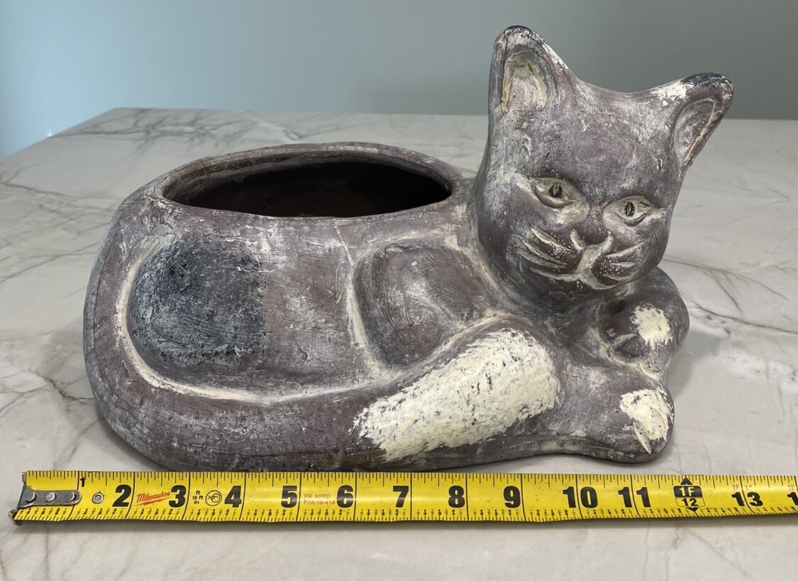 Vintage Pottery Large Cat Planter 8.5
