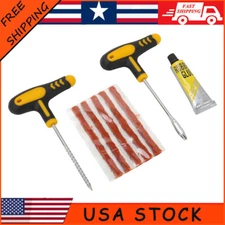 Car Tubeless Tyre Tire Puncture Repair Plug Repair Kit Needle Patch Fix Tool US