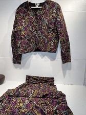 Vintage FIRST OPTION L Floral Button Blazer Jacket Skirt Set Made in USA