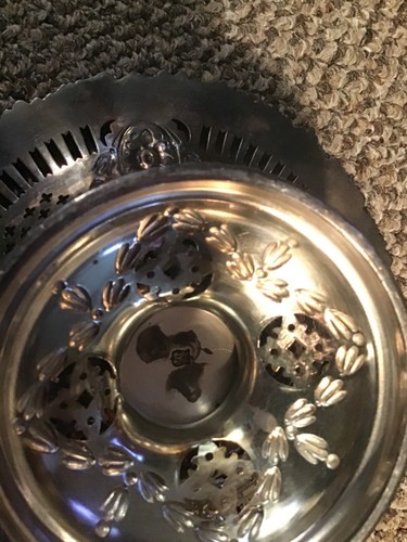 Antico piatto argento ornato vintage piedistallo composto/piatto bon firmato ~ MS England - Foto 6 di 17