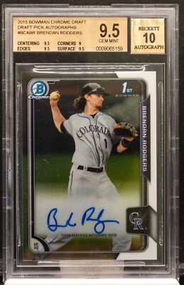 Brandon Rodgers 2015 Bowman Chrome Prospects ROOKIE Auto BGS10!Rockies 2B/SS RC